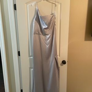 Amsale silver satin never worn gown!